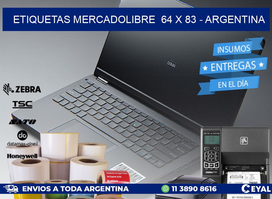 ETIQUETAS MERCADOLIBRE  64 x 83 - ARGENTINA