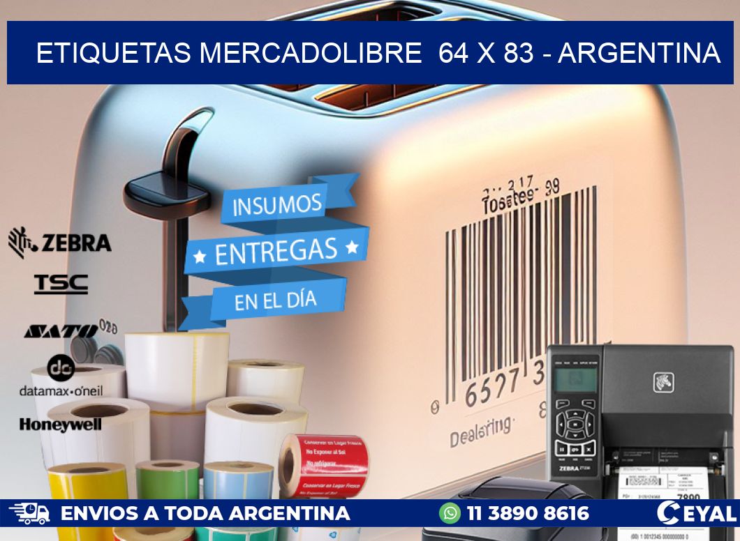 ETIQUETAS MERCADOLIBRE  64 x 83 - ARGENTINA