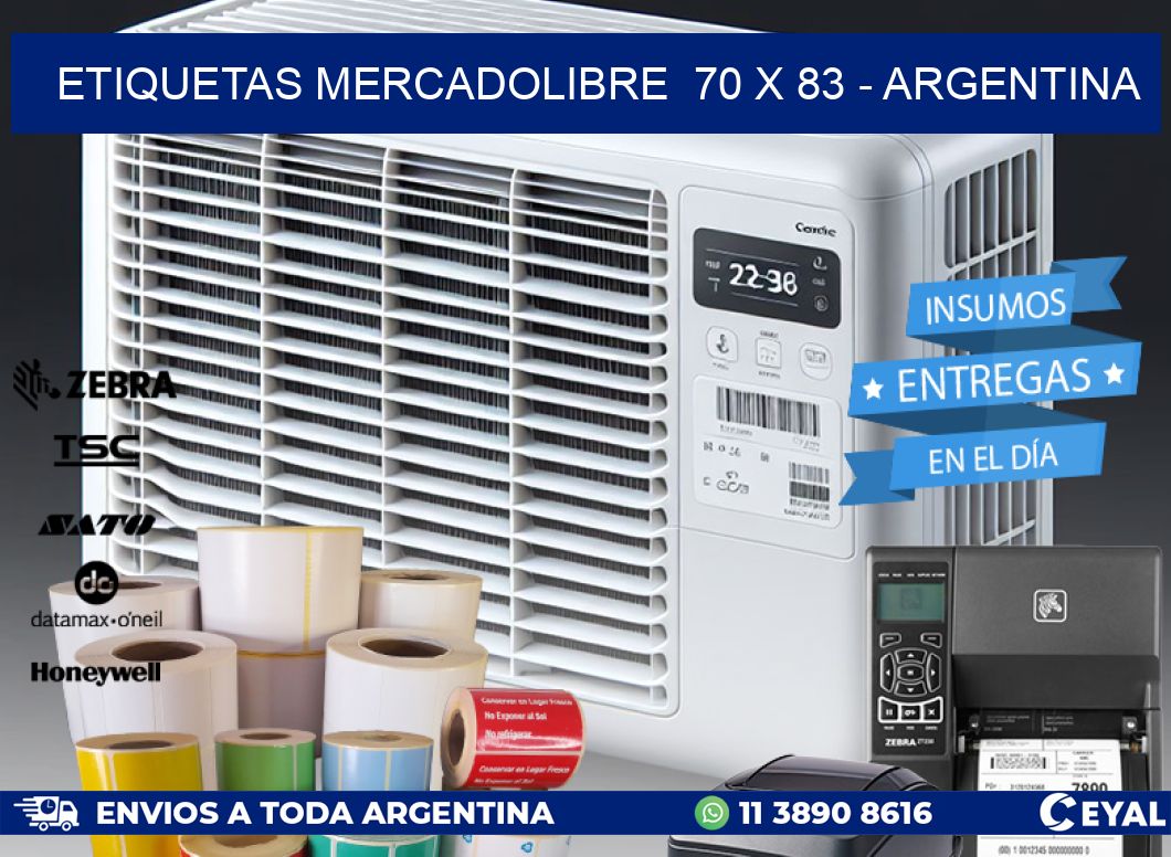 ETIQUETAS MERCADOLIBRE  70 x 83 - ARGENTINA