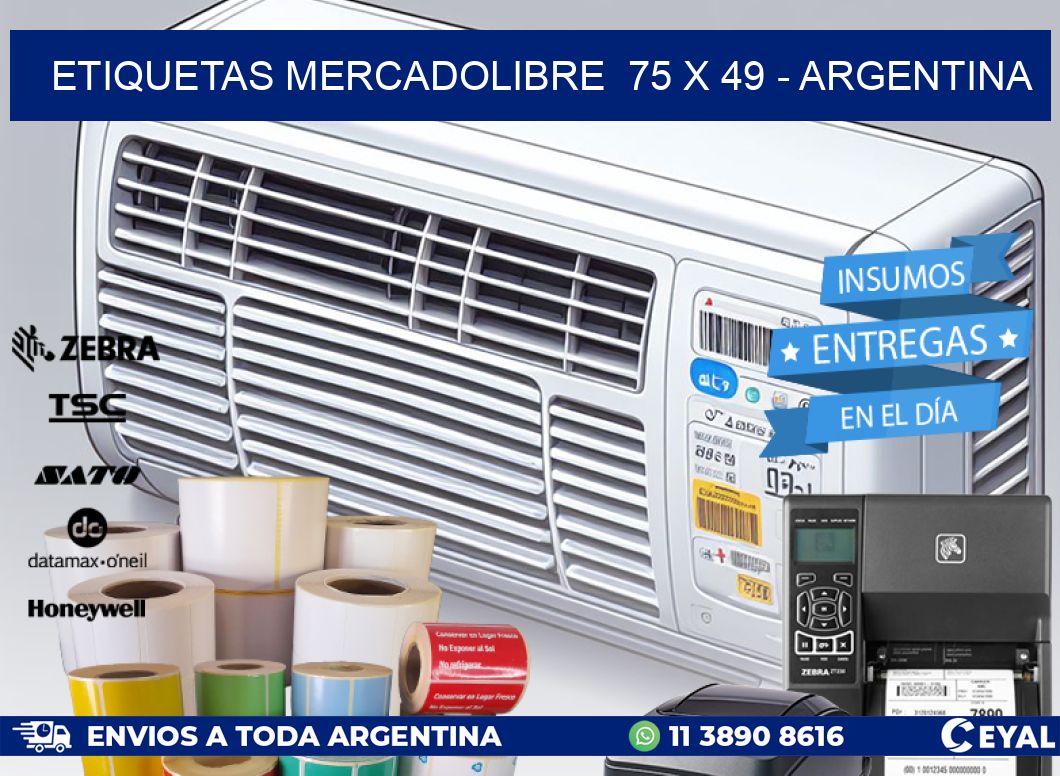 ETIQUETAS MERCADOLIBRE  75 x 49 - ARGENTINA