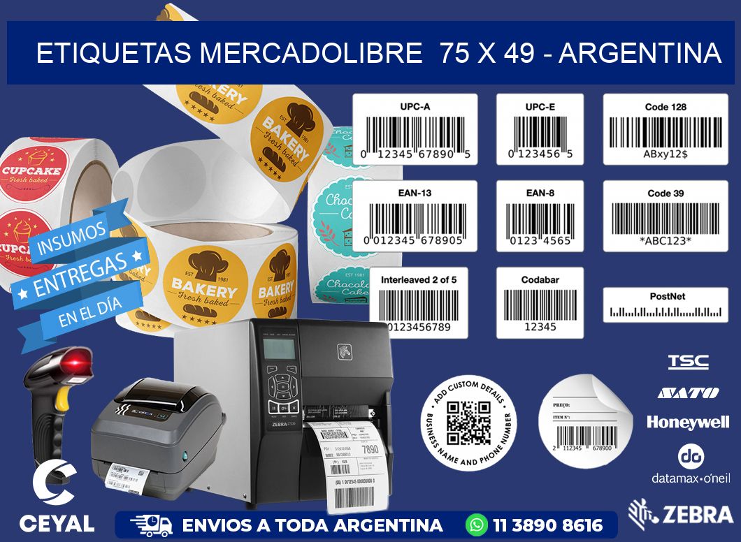 ETIQUETAS MERCADOLIBRE  75 x 49 - ARGENTINA