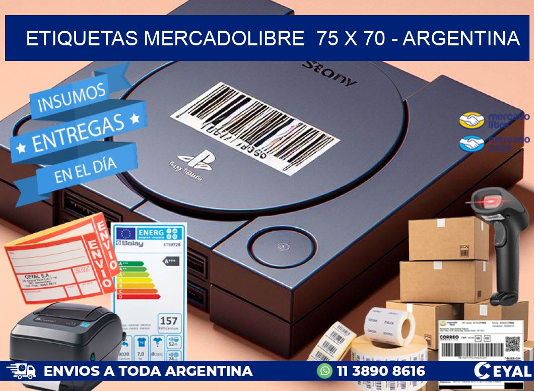 ETIQUETAS MERCADOLIBRE  75 x 70 - ARGENTINA