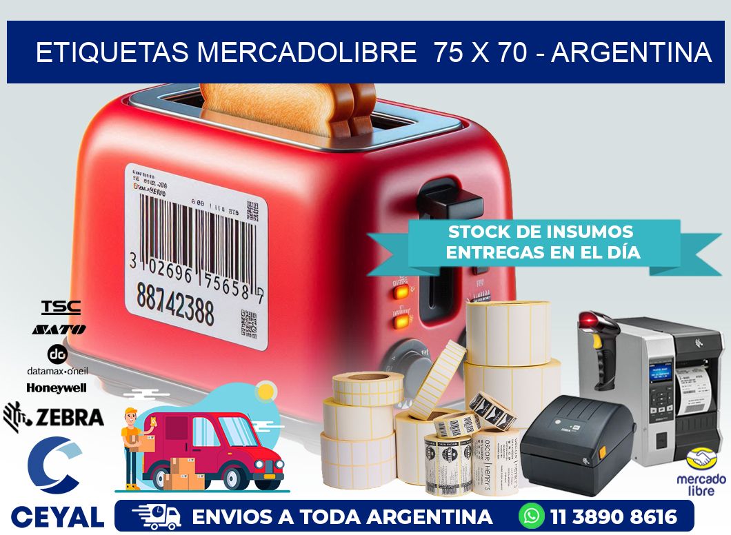 ETIQUETAS MERCADOLIBRE  75 x 70 – ARGENTINA