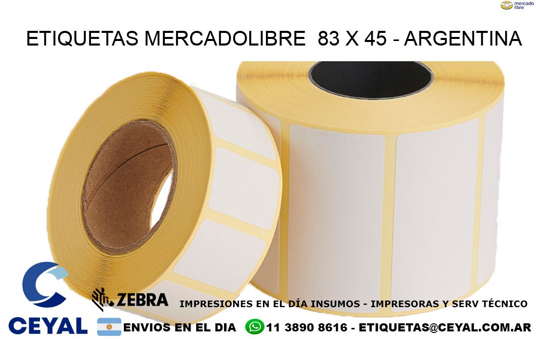 ETIQUETAS MERCADOLIBRE  83 x 45 – ARGENTINA