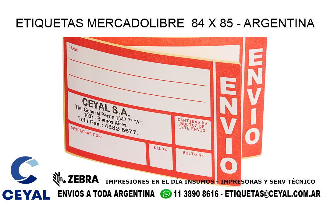 ETIQUETAS MERCADOLIBRE  84 x 85 - ARGENTINA