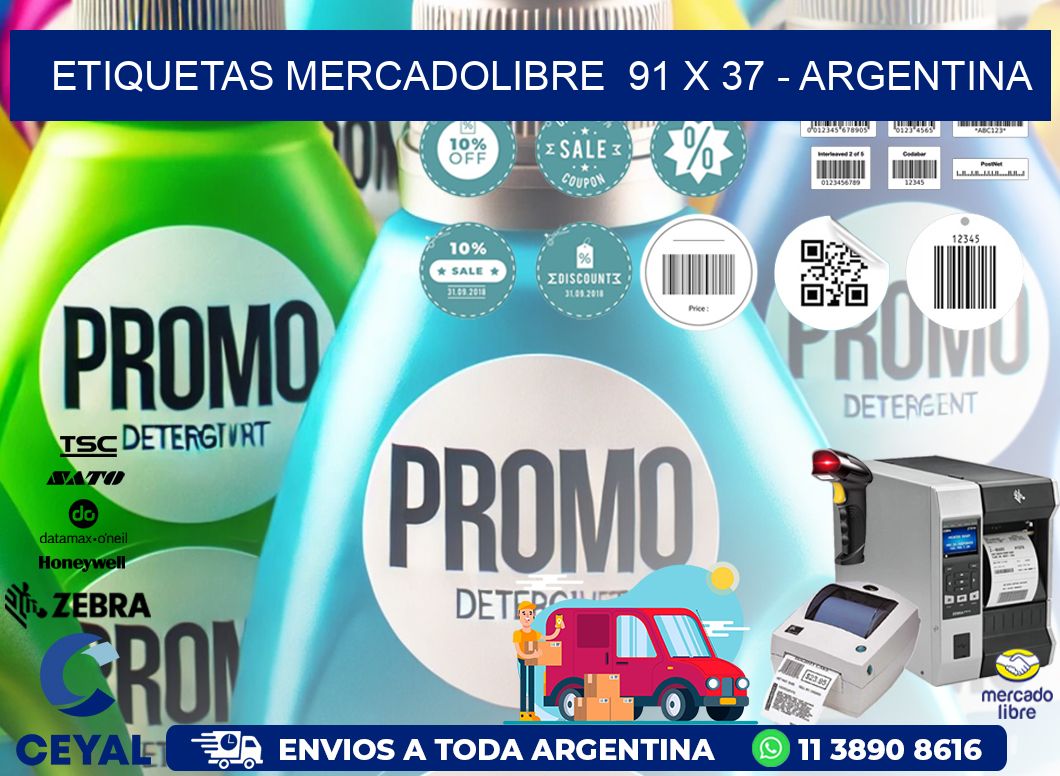 ETIQUETAS MERCADOLIBRE  91 x 37 - ARGENTINA