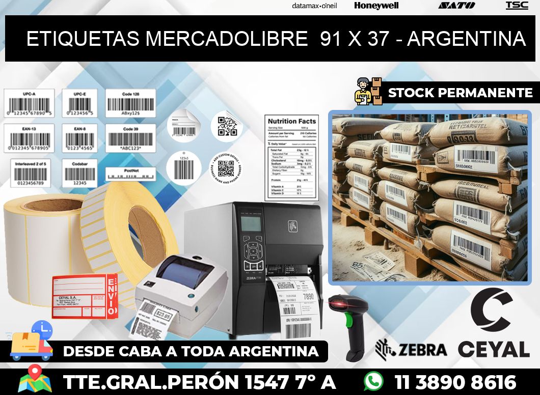 ETIQUETAS MERCADOLIBRE  91 x 37 – ARGENTINA