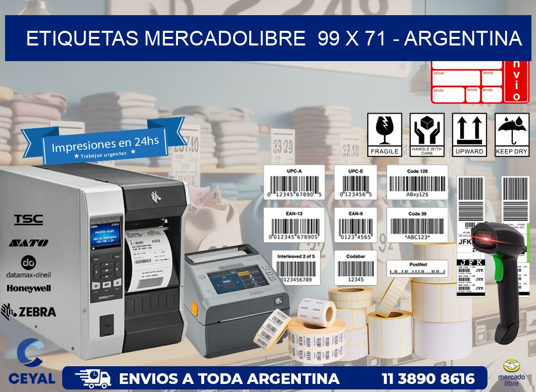 ETIQUETAS MERCADOLIBRE  99 x 71 - ARGENTINA