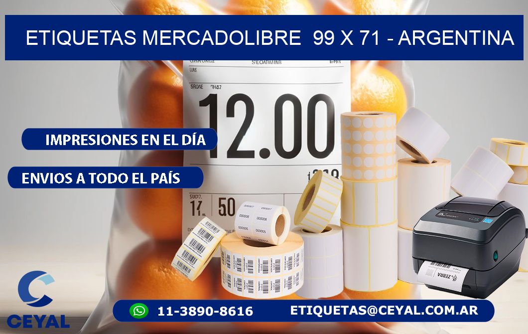 ETIQUETAS MERCADOLIBRE  99 x 71 - ARGENTINA