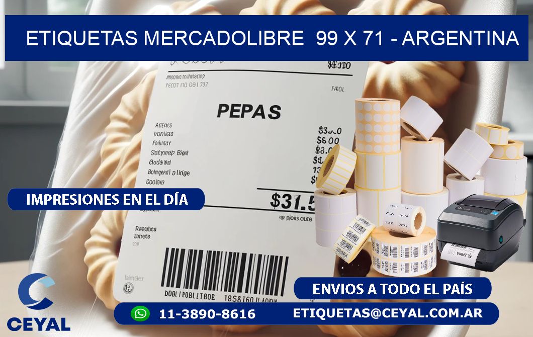 ETIQUETAS MERCADOLIBRE  99 x 71 - ARGENTINA