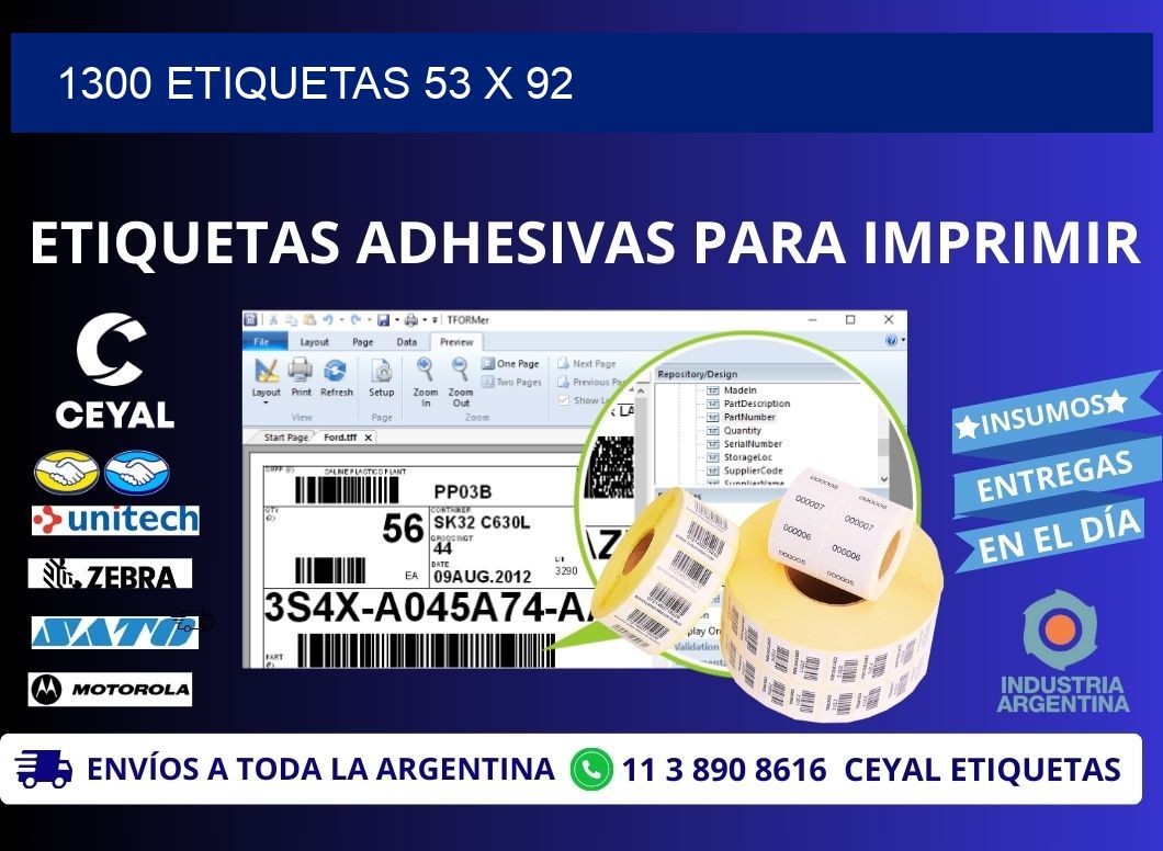 1300 ETIQUETAS 53 x 92