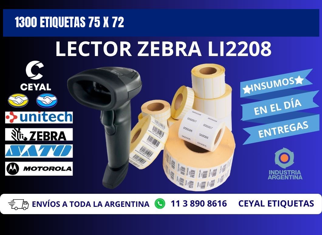 1300 ETIQUETAS 75 x 72