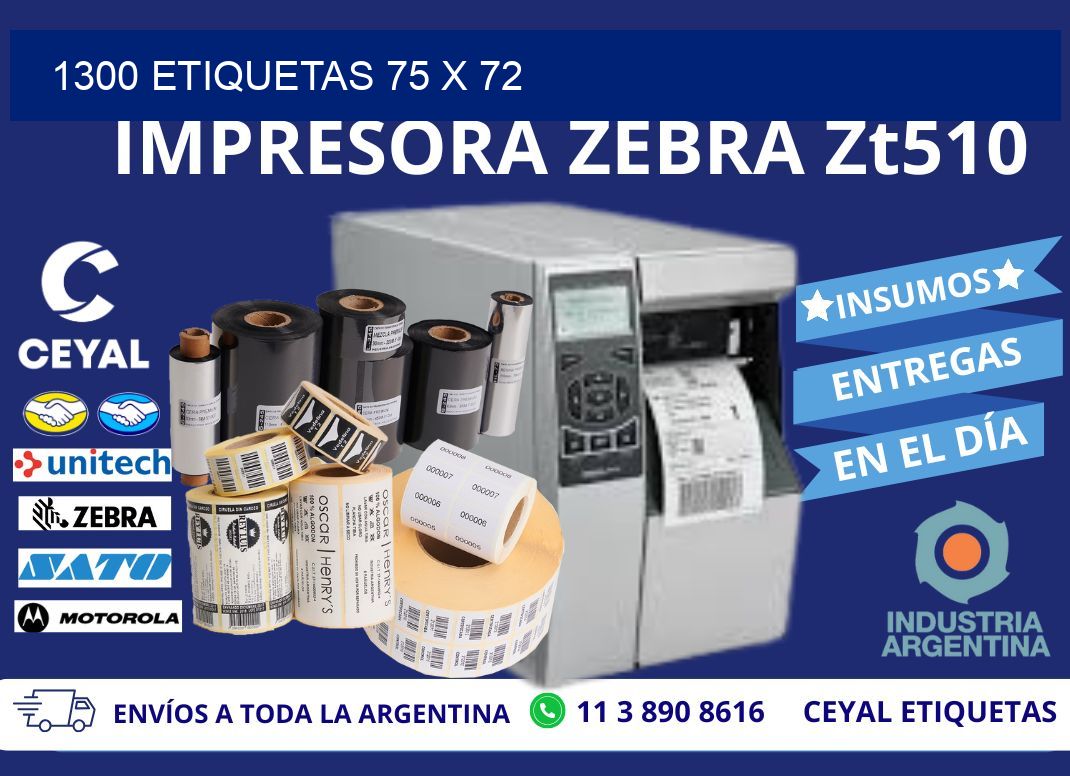 1300 ETIQUETAS 75 x 72