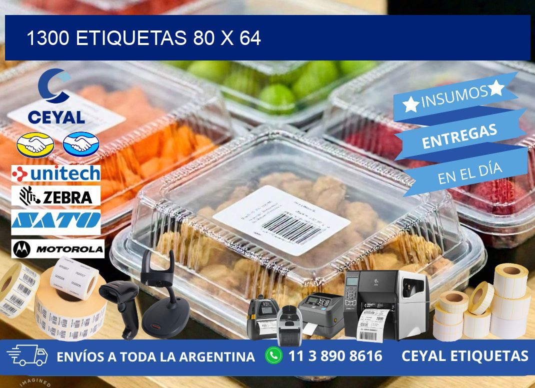 1300 ETIQUETAS 80 x 64