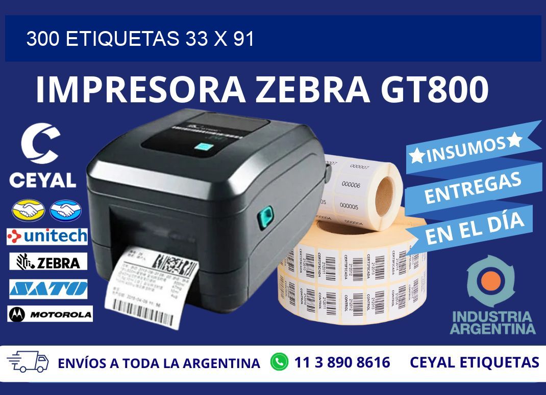300 ETIQUETAS 33 x 91