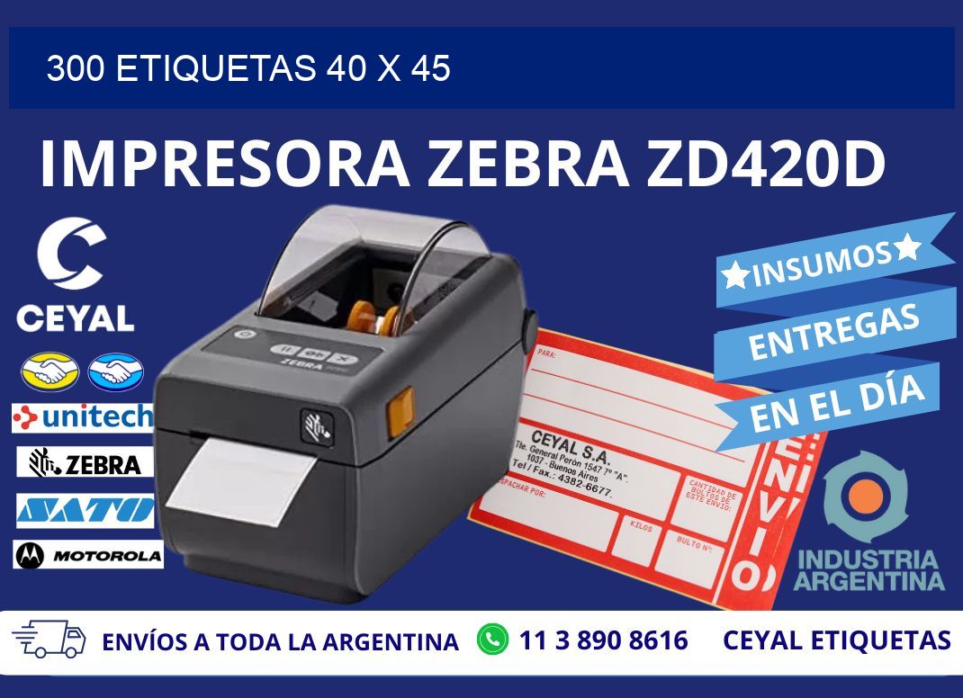 300 ETIQUETAS 40 x 45