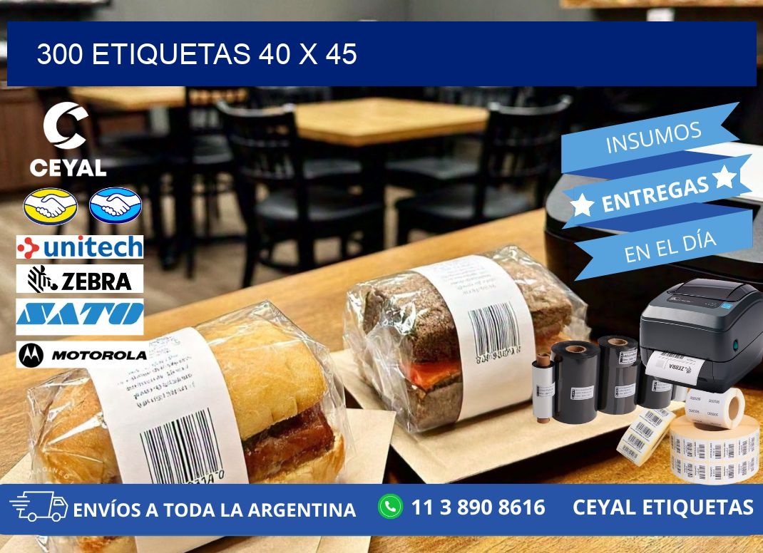 300 ETIQUETAS 40 x 45