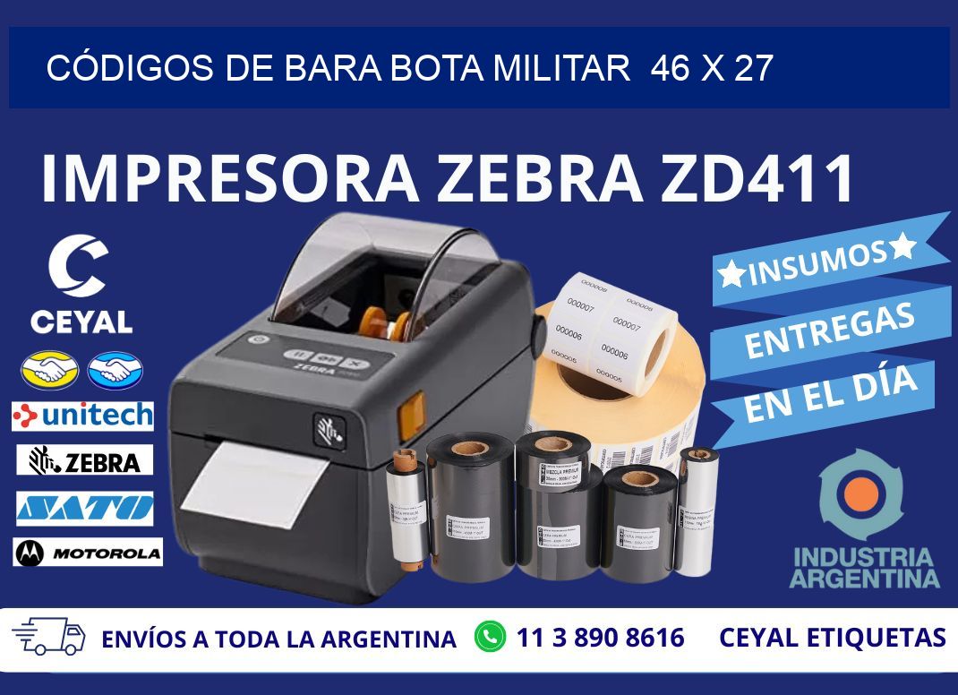 CÓDIGOS DE BARA BOTA MILITAR  46 x 27