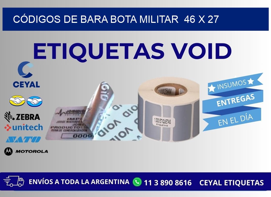 CÓDIGOS DE BARA BOTA MILITAR  46 x 27