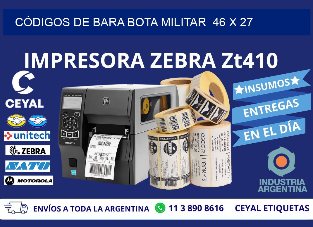 CÓDIGOS DE BARA BOTA MILITAR  46 x 27