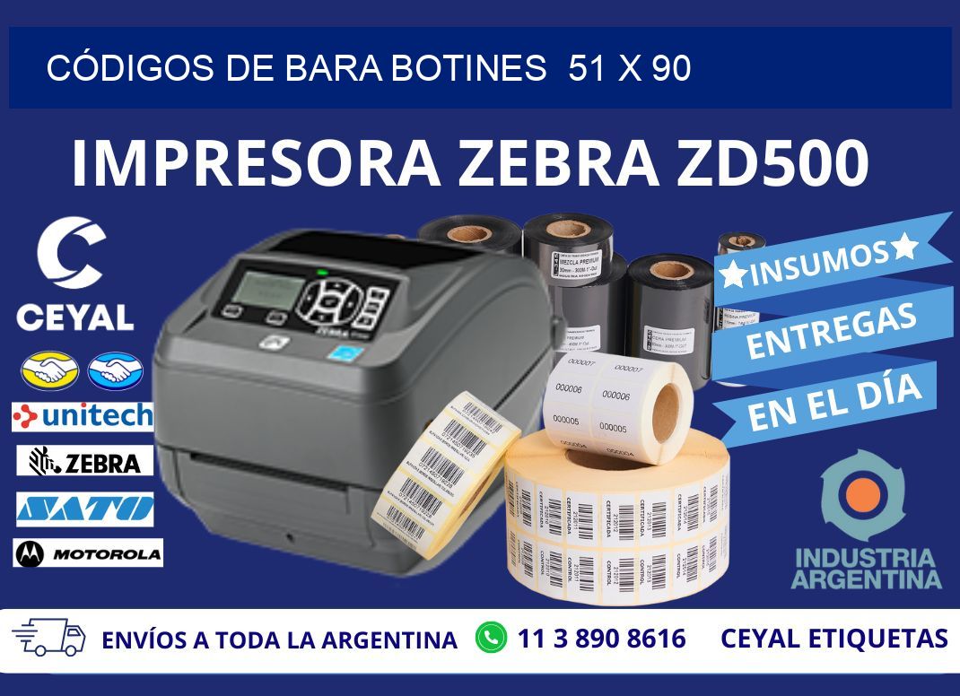 CÓDIGOS DE BARA BOTINES  51 x 90