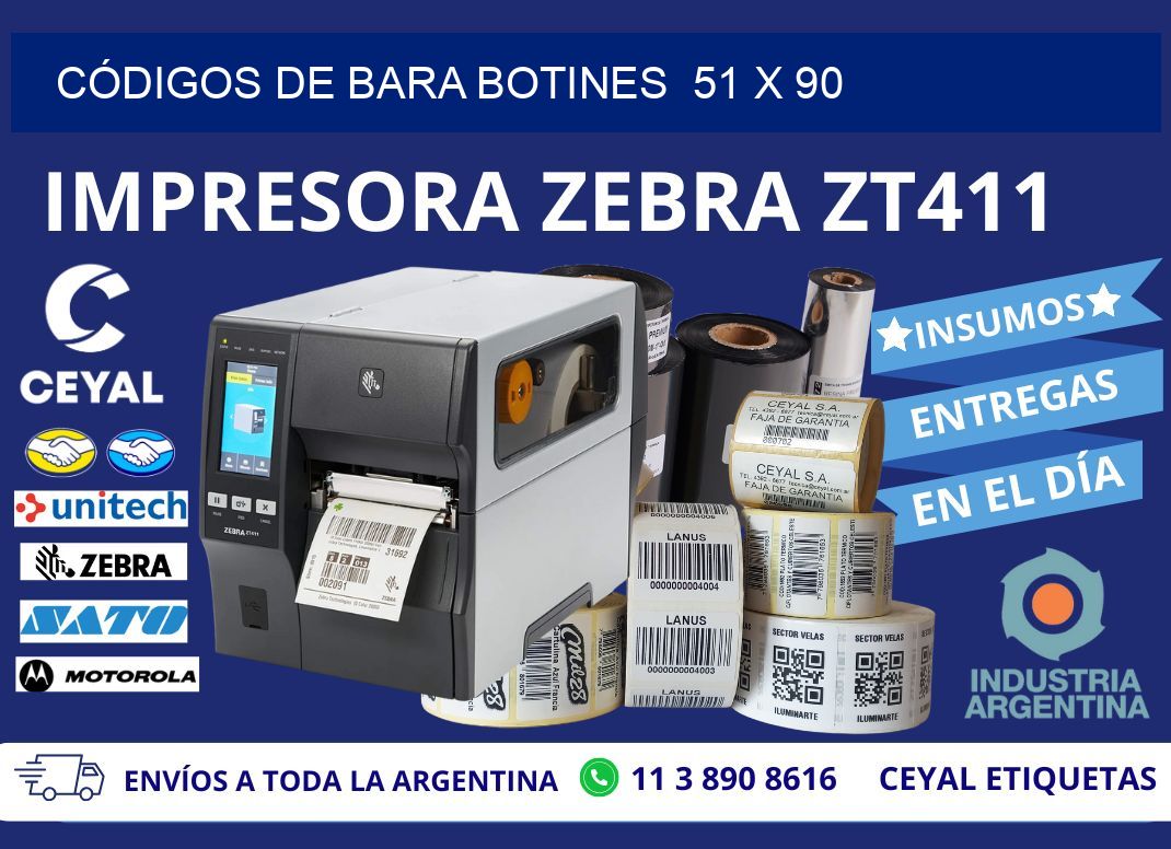 CÓDIGOS DE BARA BOTINES  51 x 90