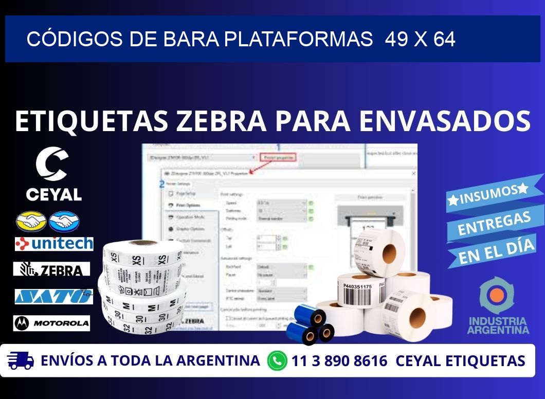 CÓDIGOS DE BARA PLATAFORMAS  49 x 64