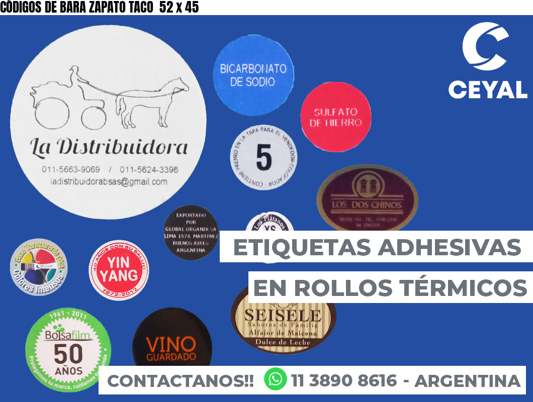 CÓDIGOS DE BARA ZAPATO TACO  52 x 45