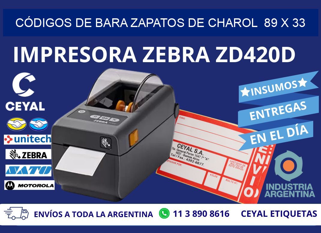 CÓDIGOS DE BARA ZAPATOS DE CHAROL  89 x 33