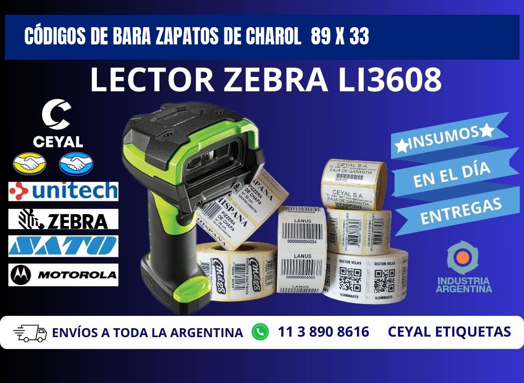 CÓDIGOS DE BARA ZAPATOS DE CHAROL  89 x 33