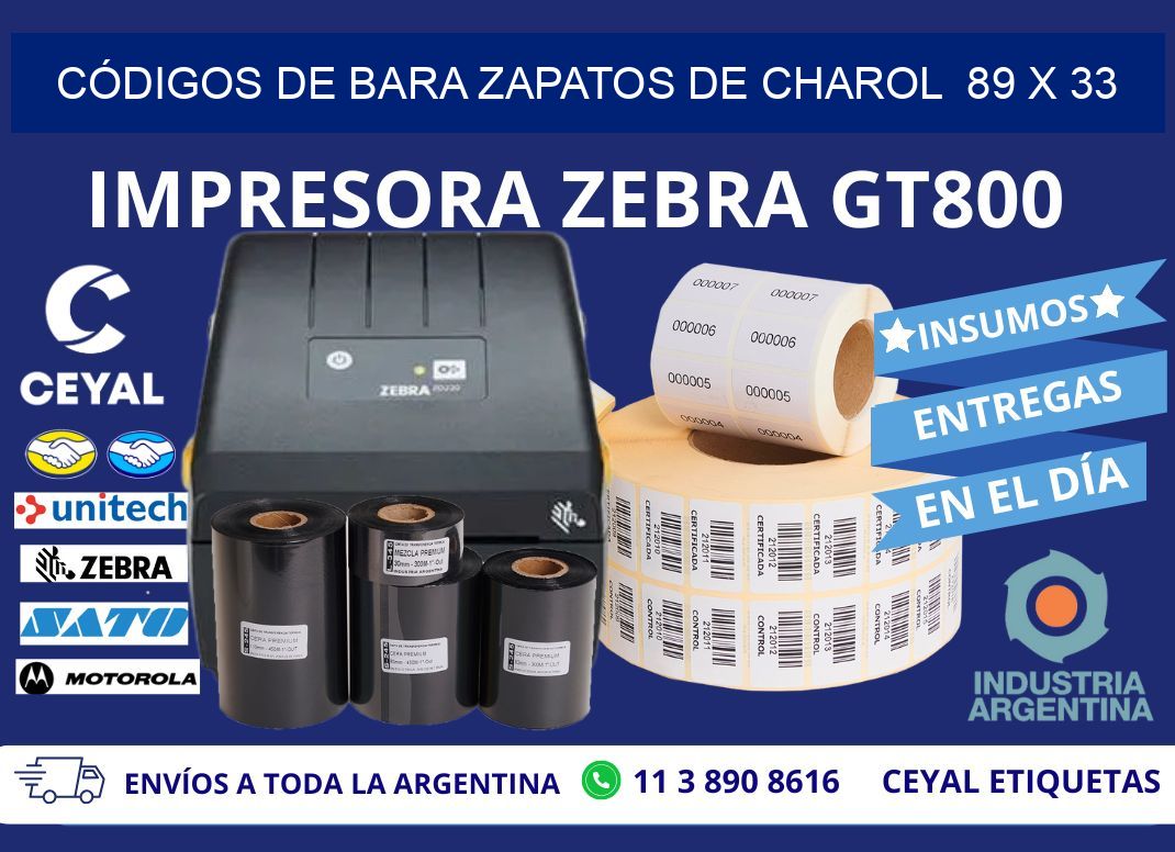 CÓDIGOS DE BARA ZAPATOS DE CHAROL  89 x 33