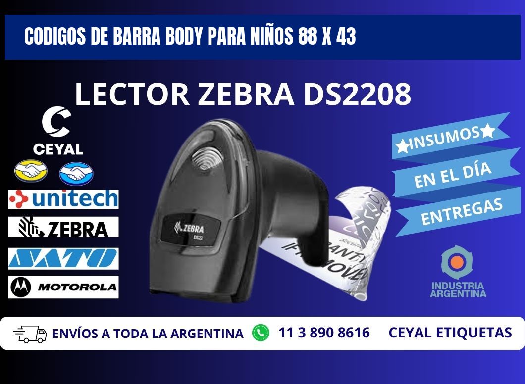CODIGOS DE BARRA BODY PARA NIÑOS 88 x 43