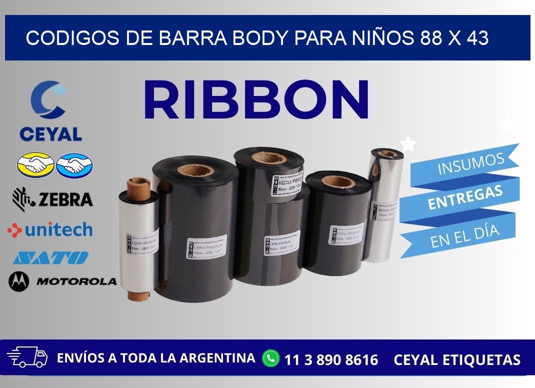 CODIGOS DE BARRA BODY PARA NIÑOS 88 x 43