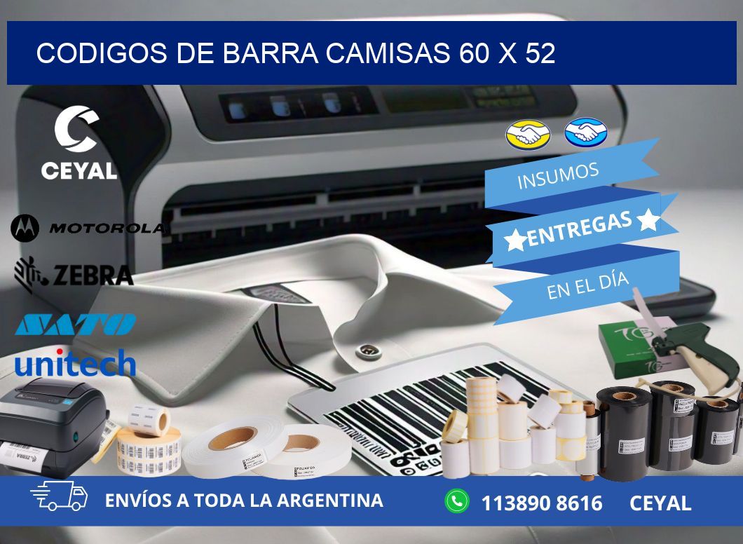 CODIGOS DE BARRA CAMISAS 60 x 52