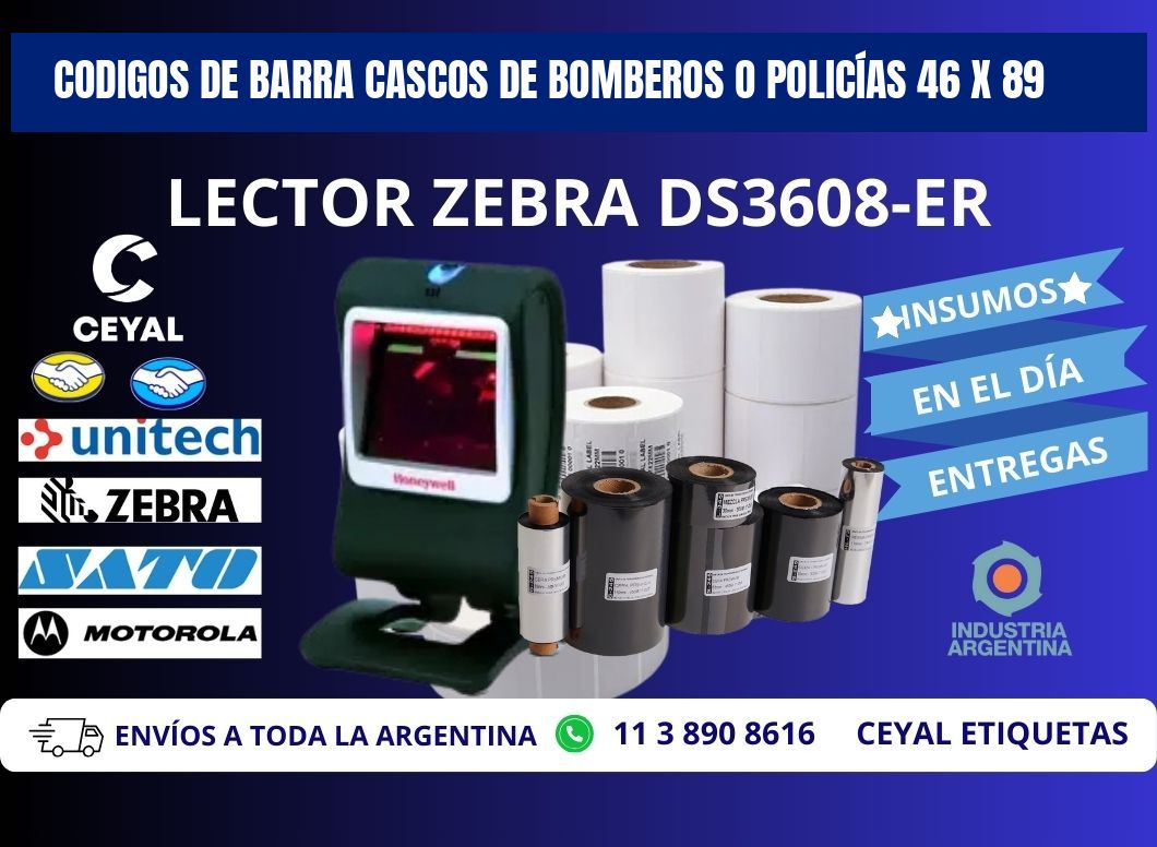 CODIGOS DE BARRA CASCOS DE BOMBEROS O POLICÍAS 46 x 89