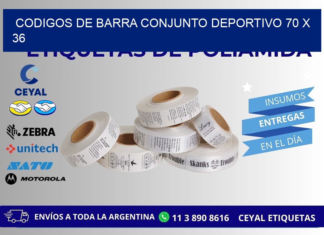 CODIGOS DE BARRA CONJUNTO DEPORTIVO 70 x 36