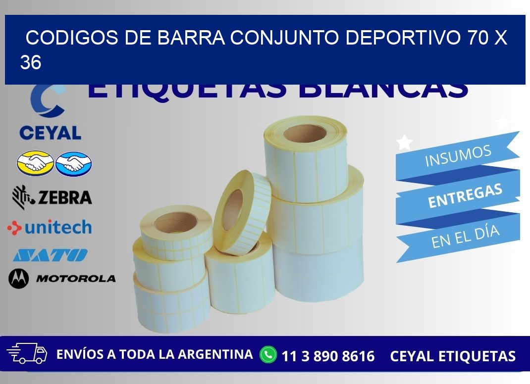 CODIGOS DE BARRA CONJUNTO DEPORTIVO 70 x 36