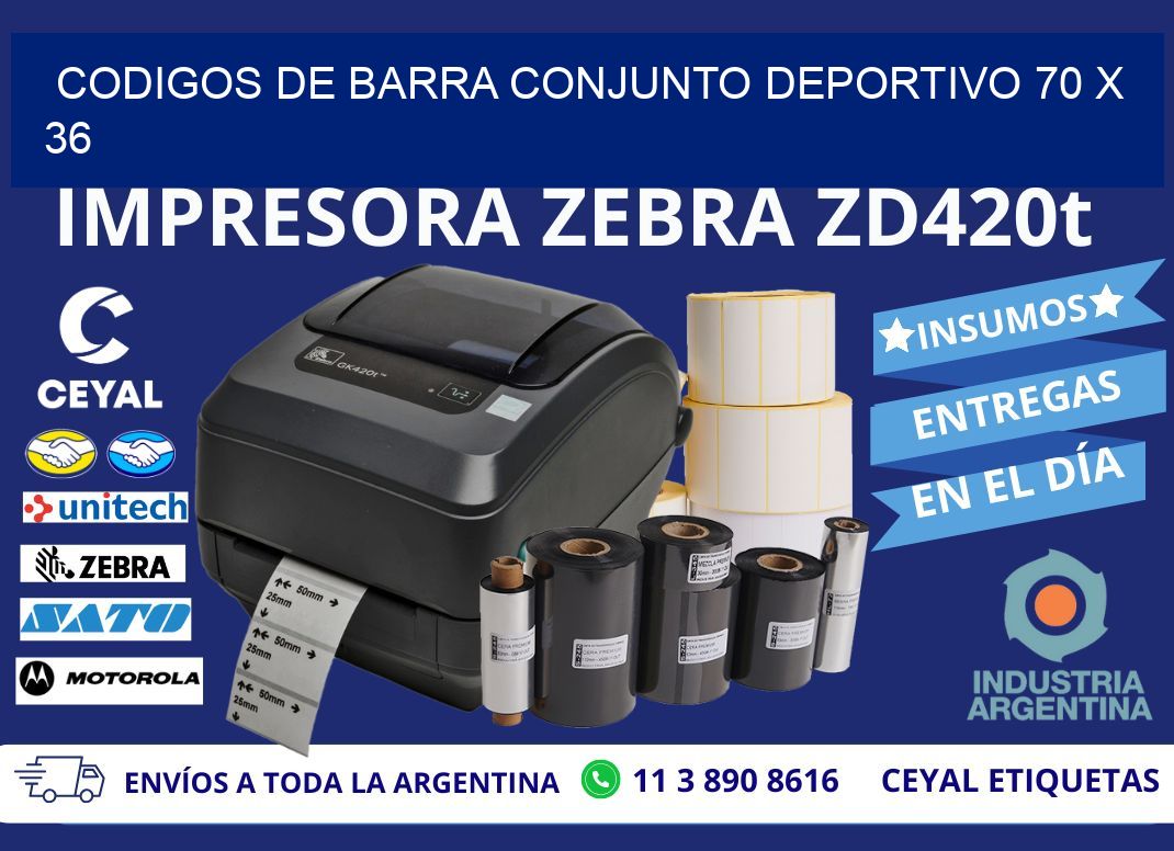 CODIGOS DE BARRA CONJUNTO DEPORTIVO 70 x 36