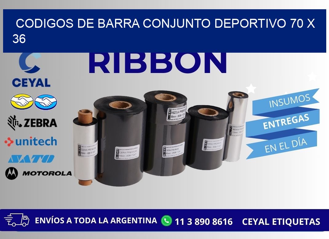 CODIGOS DE BARRA CONJUNTO DEPORTIVO 70 x 36