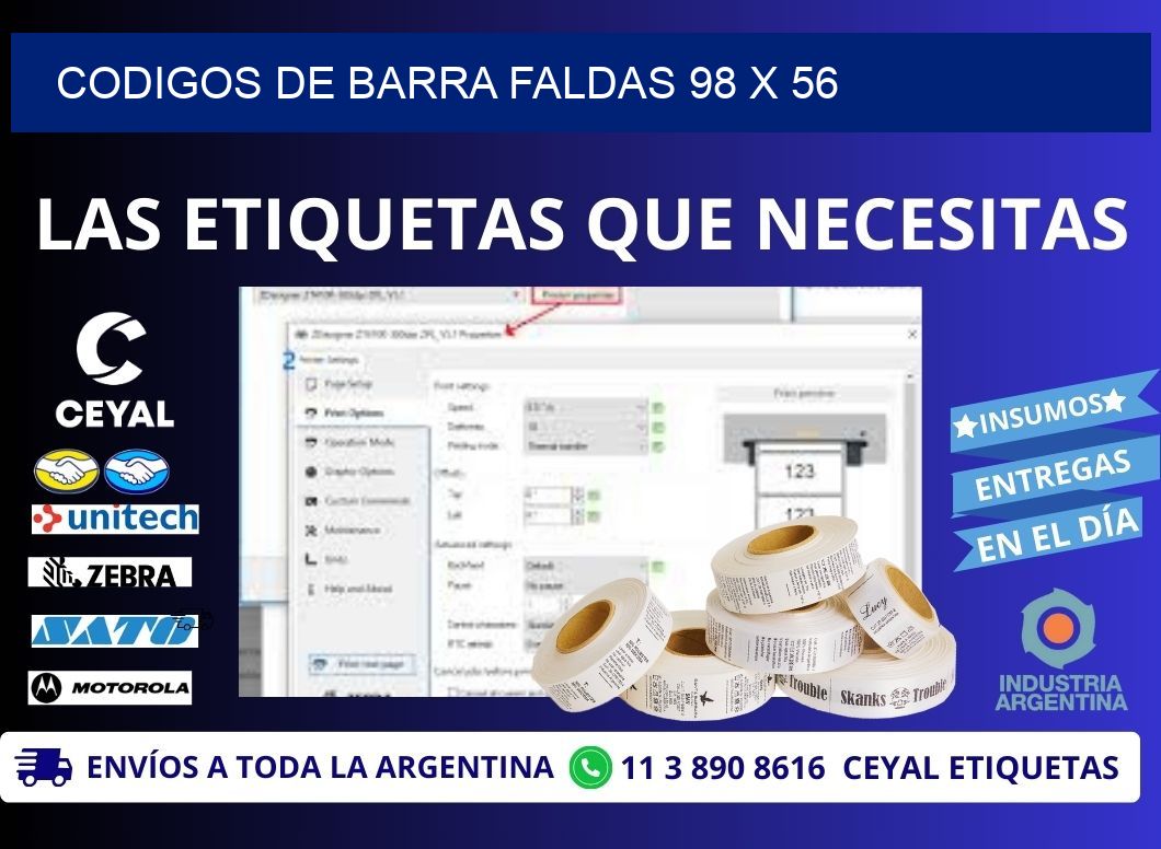CODIGOS DE BARRA FALDAS 98 x 56