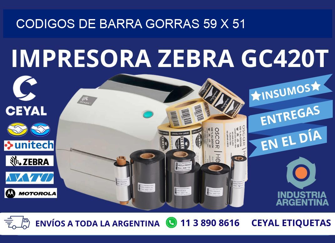 CODIGOS DE BARRA GORRAS 59 x 51