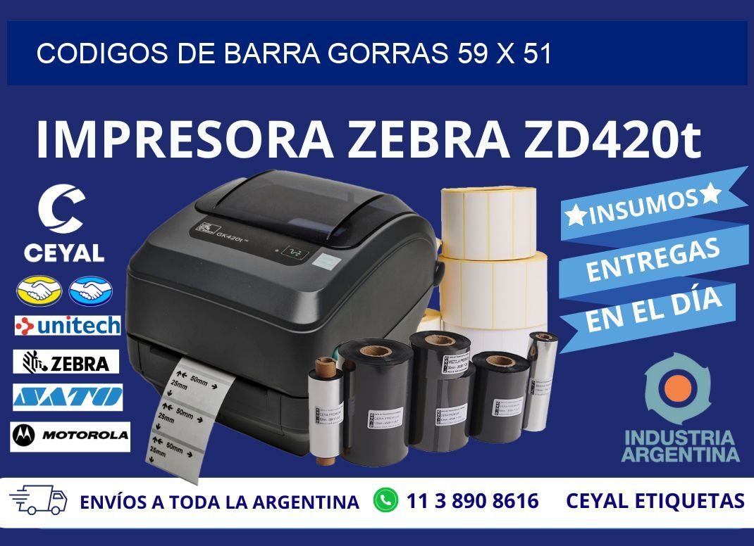 CODIGOS DE BARRA GORRAS 59 x 51