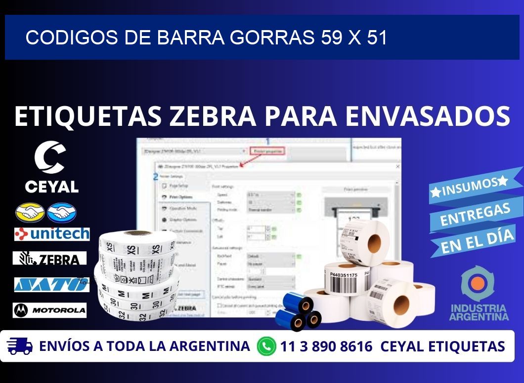 CODIGOS DE BARRA GORRAS 59 x 51