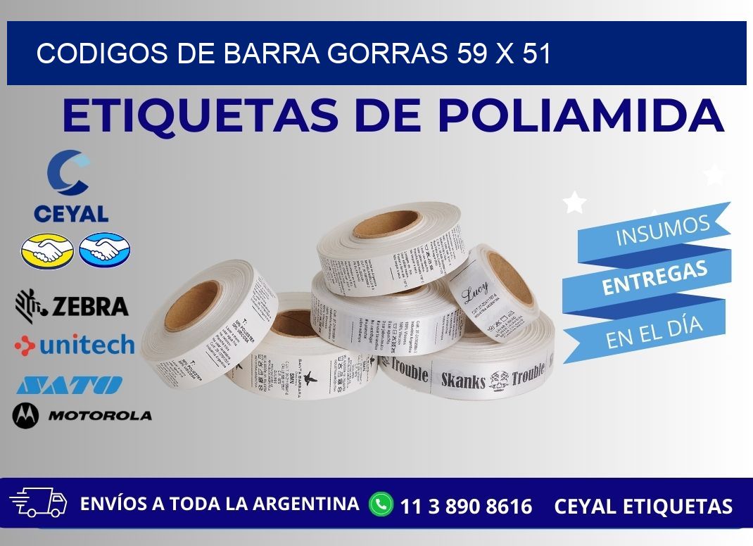 CODIGOS DE BARRA GORRAS 59 x 51