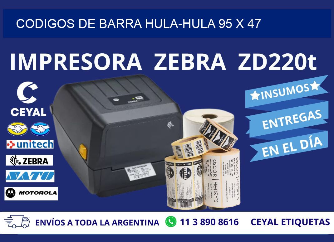CODIGOS DE BARRA HULA-HULA 95 x 47