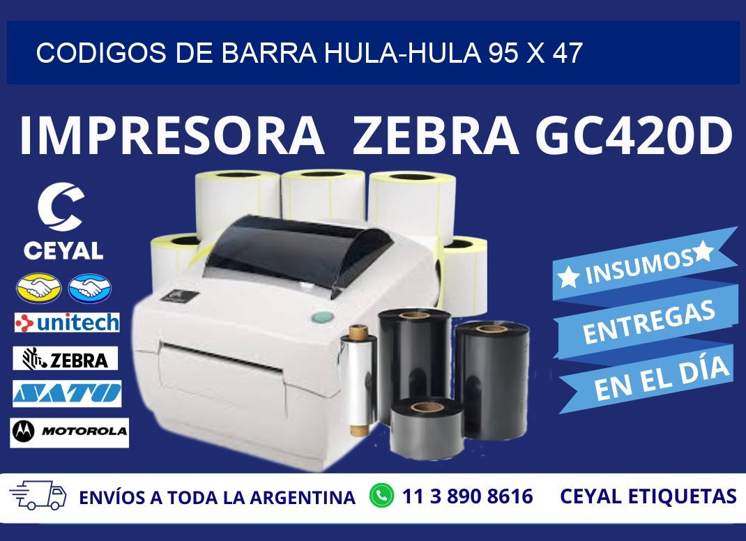 CODIGOS DE BARRA HULA-HULA 95 x 47