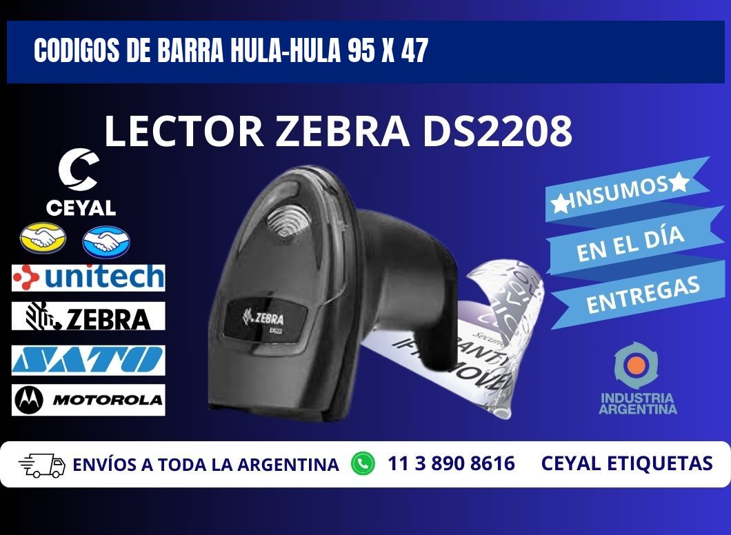CODIGOS DE BARRA HULA-HULA 95 x 47