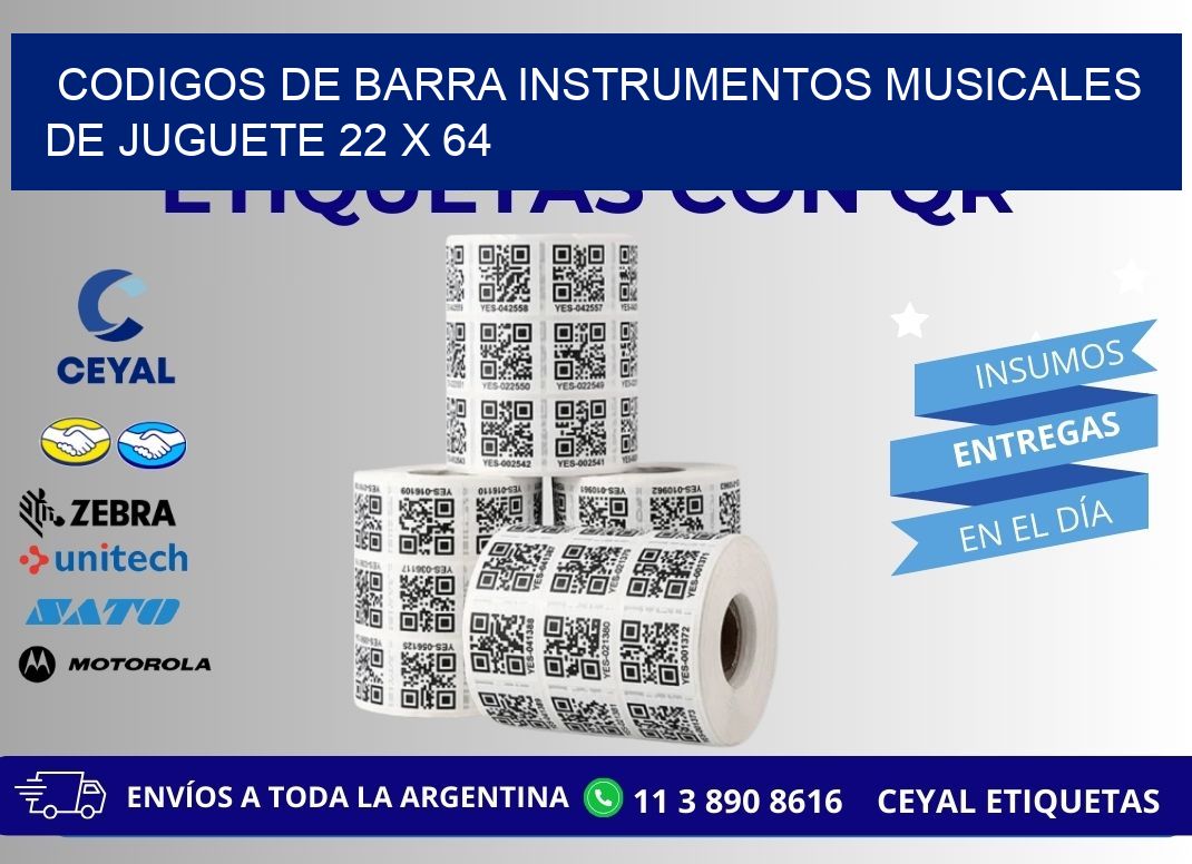 CODIGOS DE BARRA INSTRUMENTOS MUSICALES DE JUGUETE 22 x 64