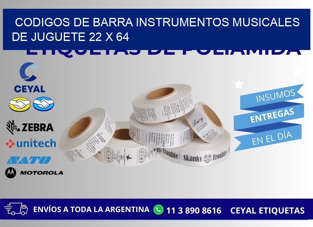 CODIGOS DE BARRA INSTRUMENTOS MUSICALES DE JUGUETE 22 x 64