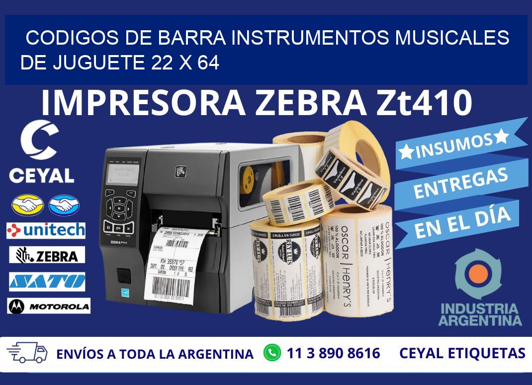 CODIGOS DE BARRA INSTRUMENTOS MUSICALES DE JUGUETE 22 x 64
